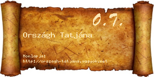 Országh Tatjána névjegykártya
